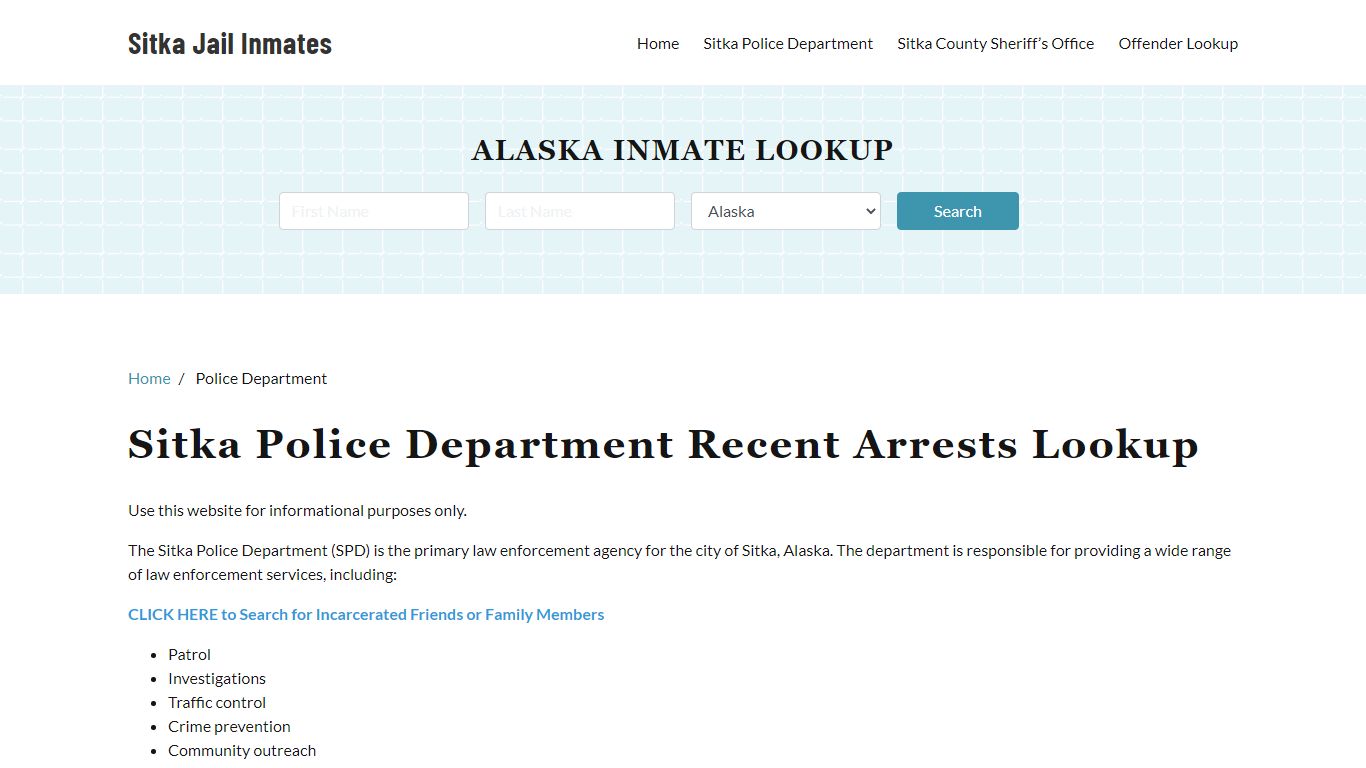 Sitka Police Department, AK Arrest Search, Mugshots