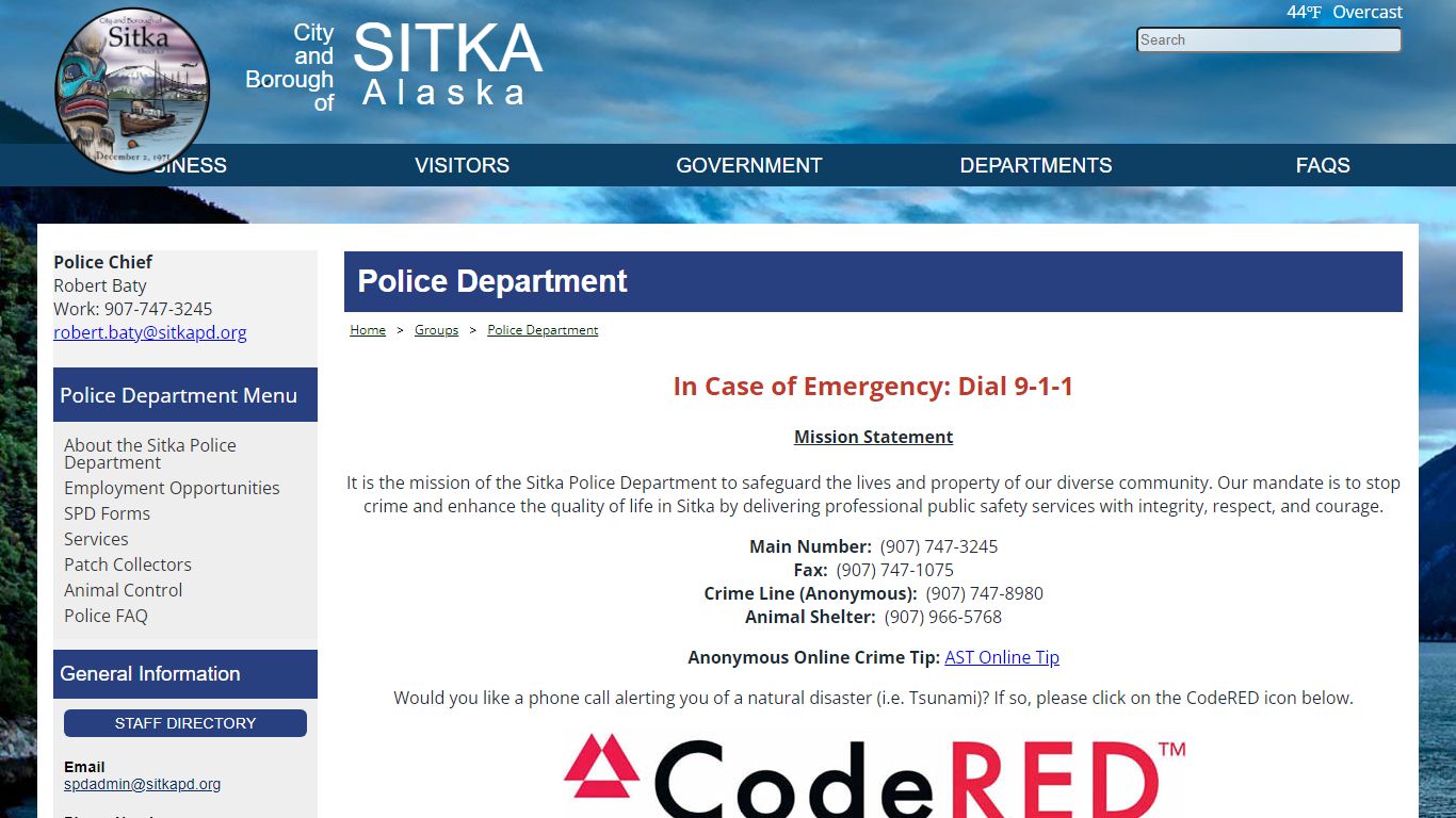 The City & Borough of Sitka Alaska - Police Department