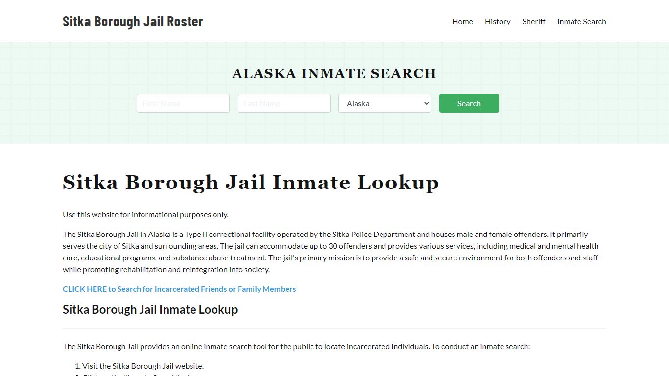 Sitka Borough Jail Roster Lookup, AK, Inmate Search