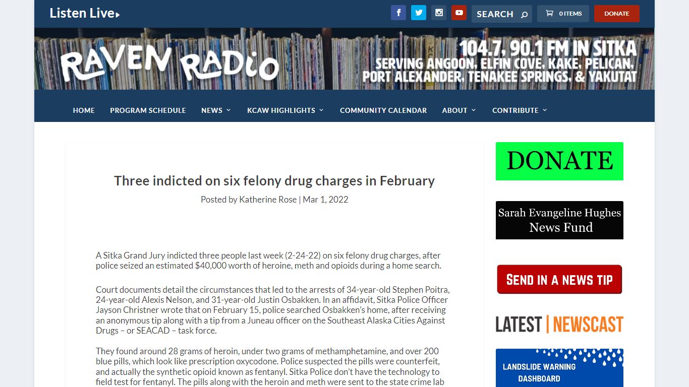 Three indicted on six felony drug charges in February - KCAW