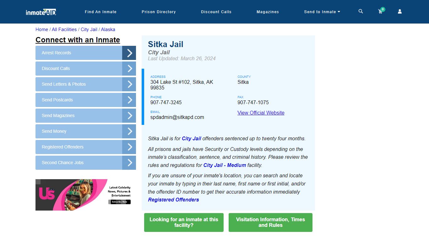 Sitka Jail | Inmate Locator