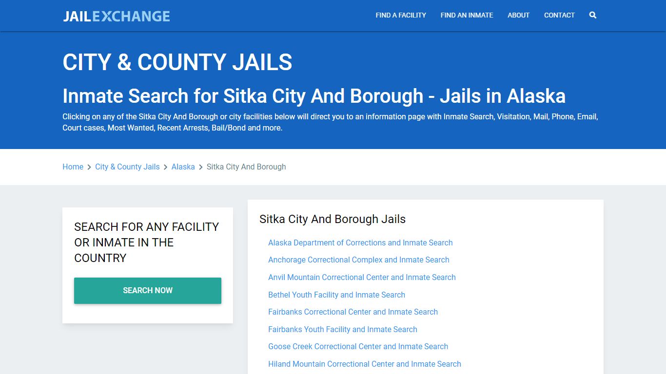 Inmate Search for Sitka City And Borough | Jails in Alaska - Jail Exchange